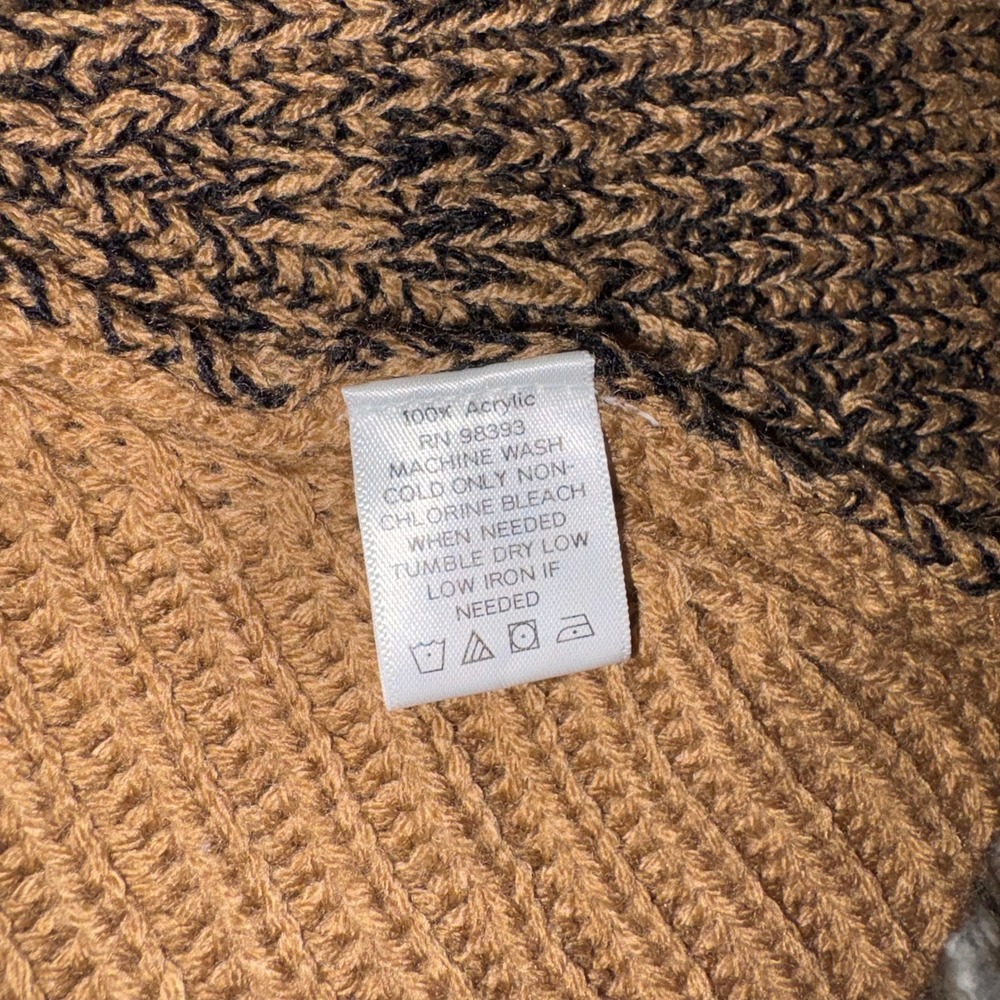Ribbed Knit Lisa Rinna Collection Cardigan Sweater Womens Large Brown Black - Picture 7 of 9